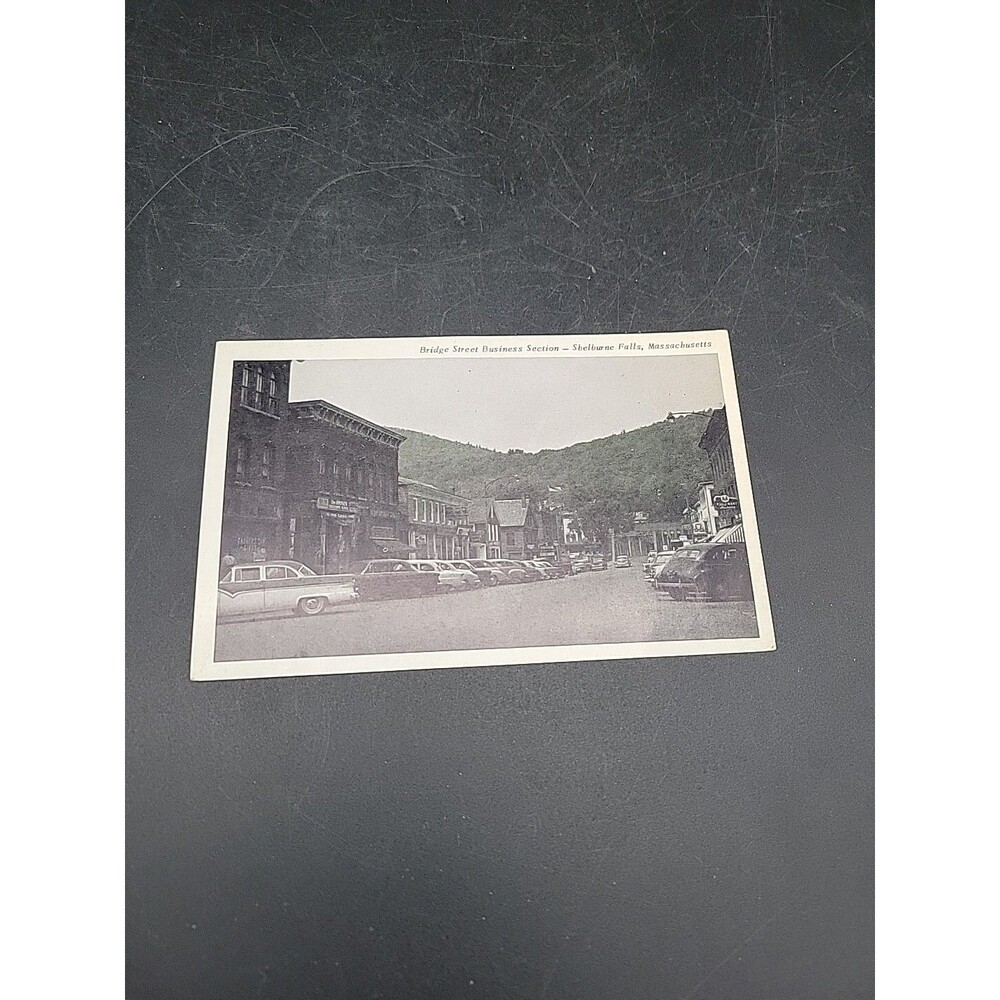 MA ~ Business Section SHELBURNE FALLS Massachusetts c1950's Franklin Co Postcard
